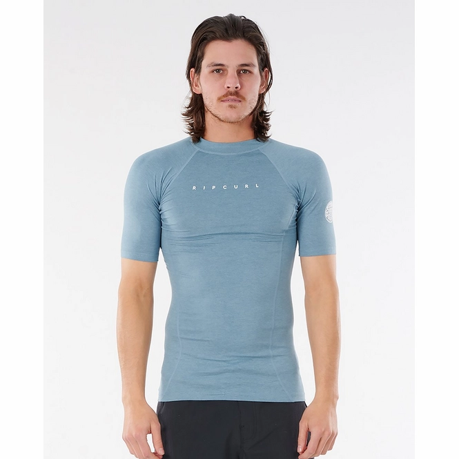 Swim Shirt Rip Curl Men Dawn Patrol Perf S/Sl UV Mid Blue Marle