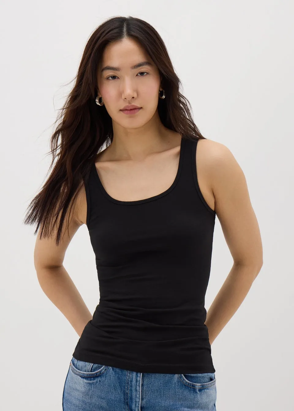 Black Essential Vest Top