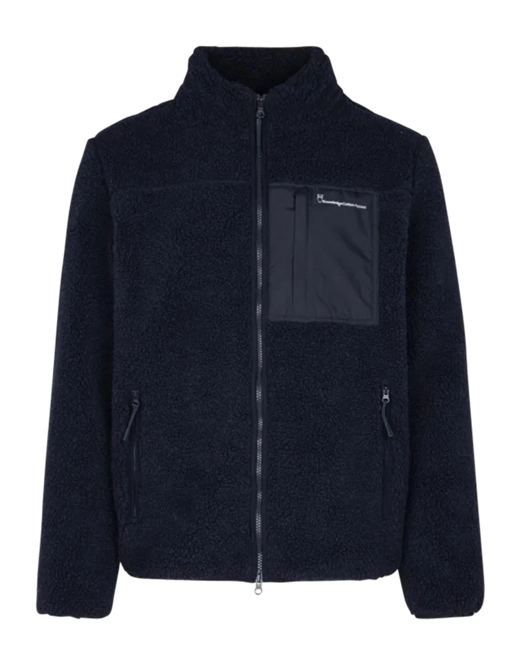 Zip Sweatshirt Knowledge Cotton Apparel Men Teddy Fleece Zip Sweat Night Sky