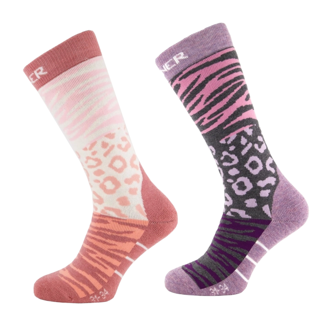 Ski Socks Sinner Woman Animal Double Pack Purple/Pink