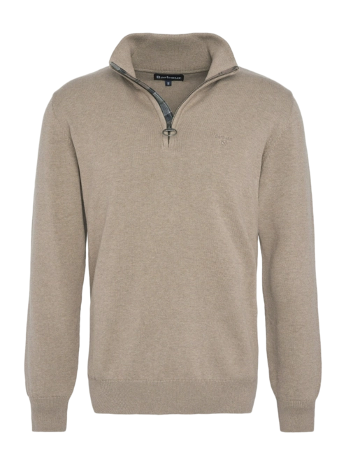 Jumper Barbour Men Cotton Half Zip Knitted Jumper Vintage Khaki