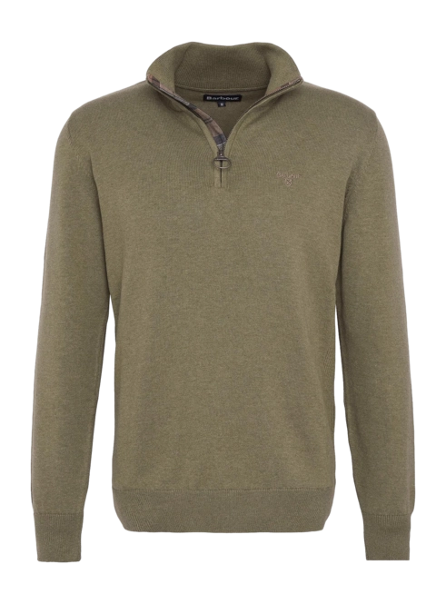 Jumper Barbour Men Cotton Half Zip Knitted Jumper Green Slate