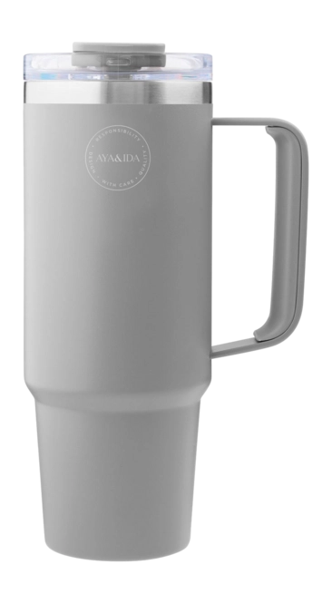 Thermal Mug AYA&IDA Thermocup with Straw Light Grey 885 ml