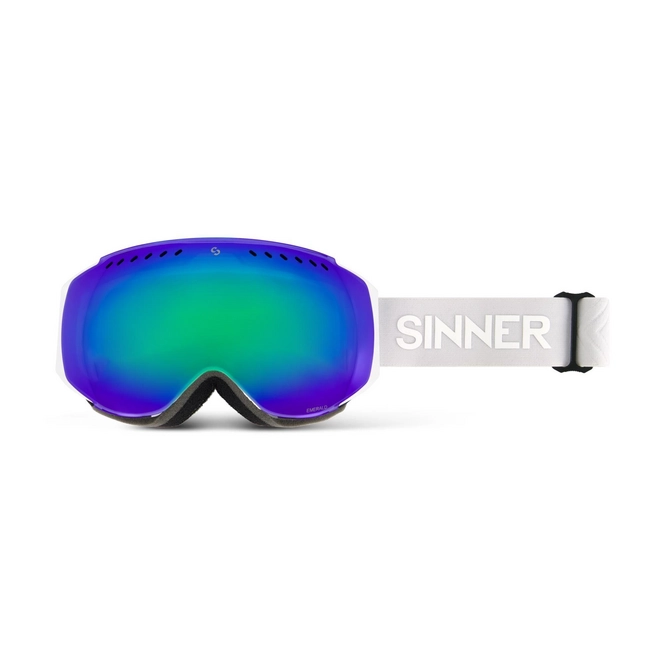Ski Goggles Sinner Emerald Matte White Double Full Green Mirror Vent