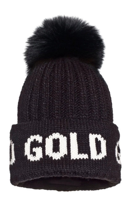 Beanie Hat Goldbergh Women Hodd Faux Pom Black
