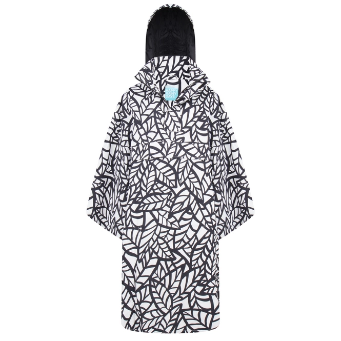 Poncho Happy Rainy Days Bike Cape Bora Leaf Off White Black