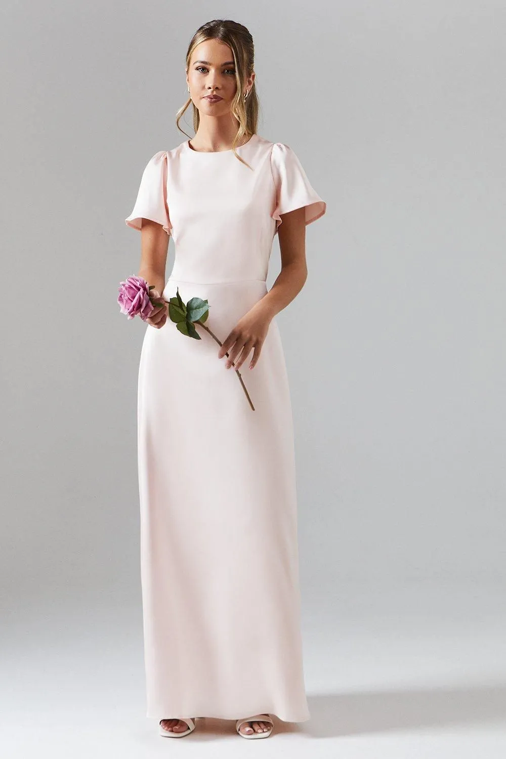 Teen Coast Back Detail Angel Sleeve Bridesmaid Dress