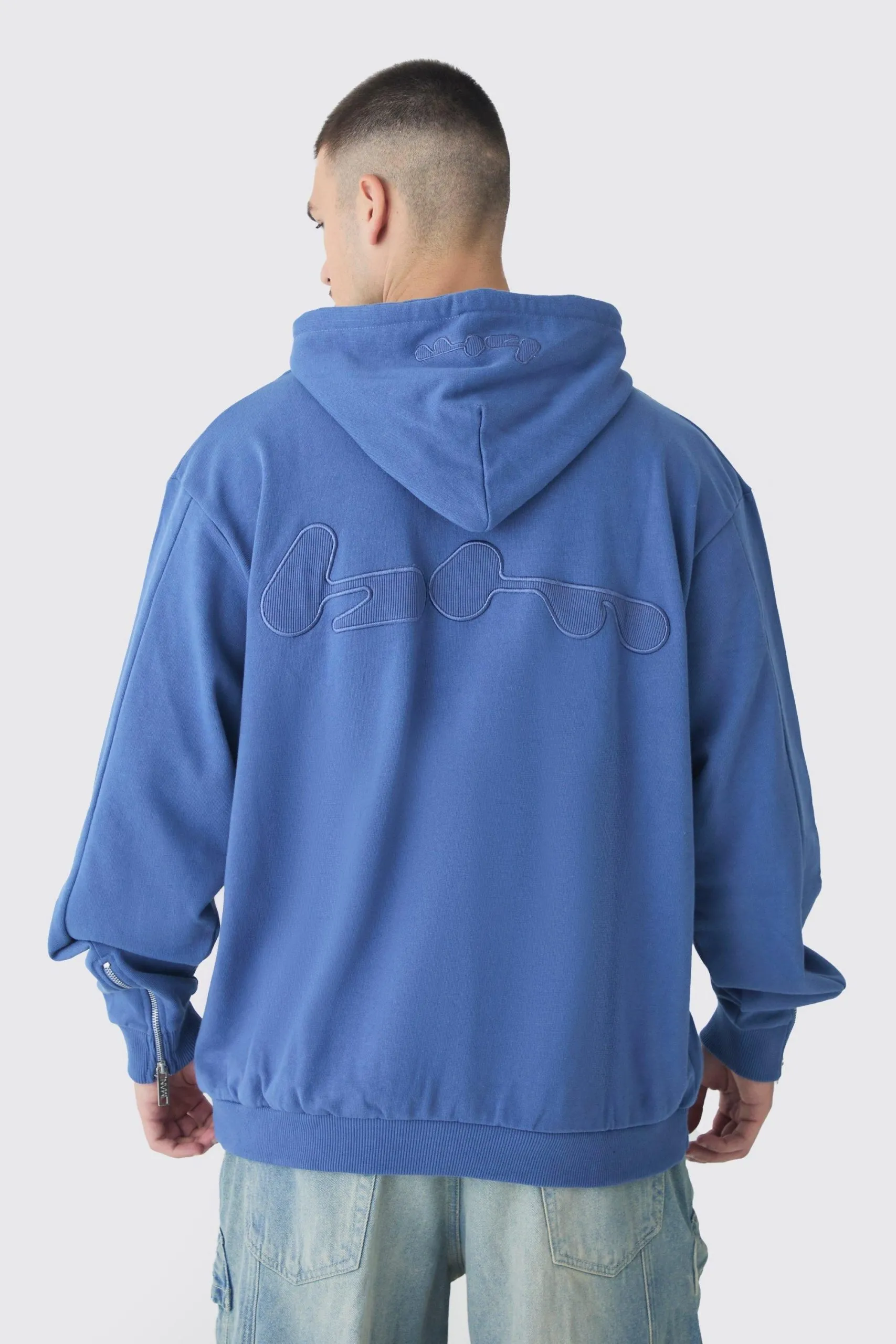 Tall Oversized Loopback Ribbed Applique Hoodie