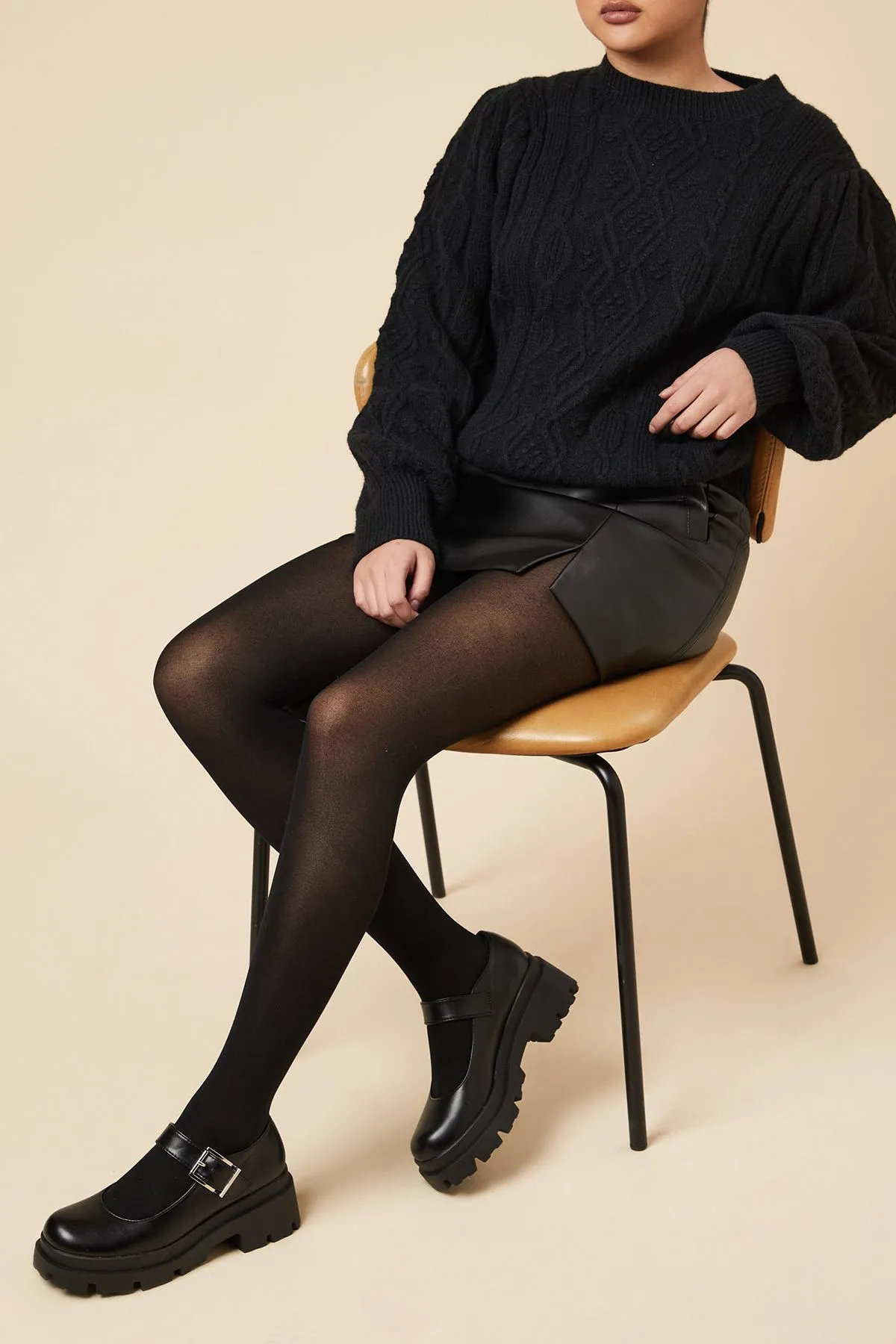 Faith: Valery Faux Leather Mary Jane Chunky Casual Shoes