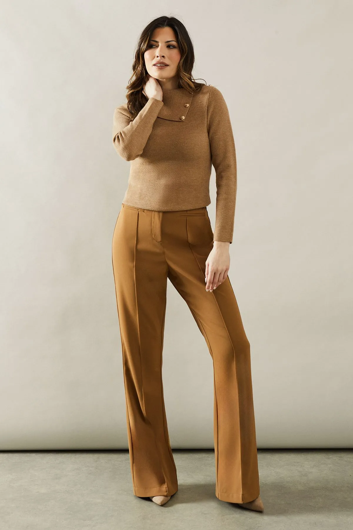 Tall High Waist Flare Trousers