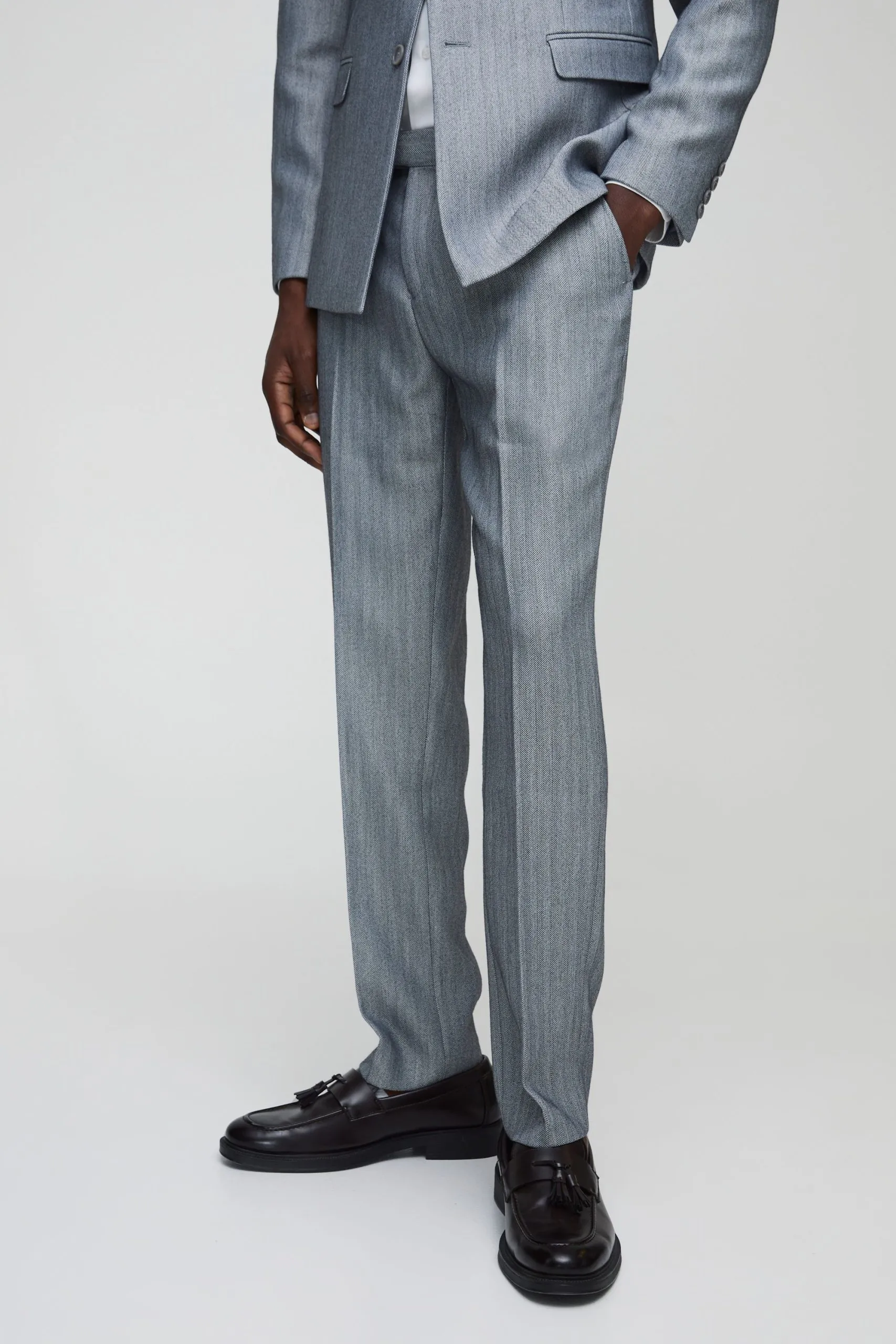 Slim Fit Herringbone Tailored Trouser
