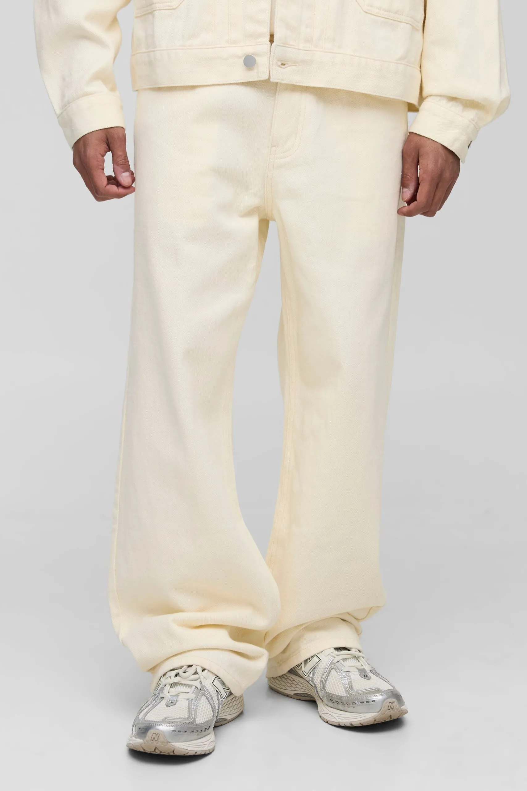 Relaxed Washed Let Down Hem Jeans