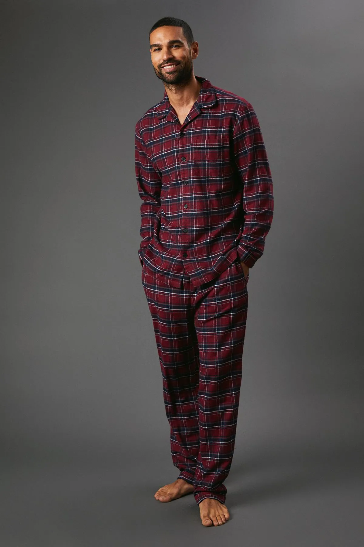 Red Brushed Check Pyjama Set