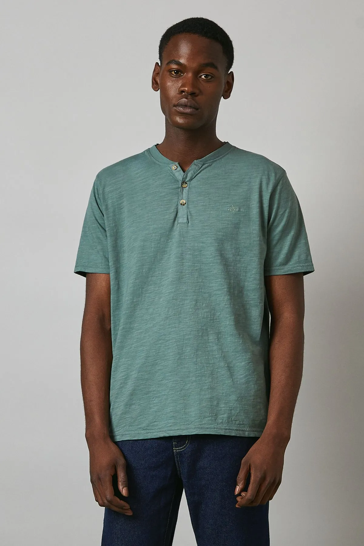 Soft Green Slub Y Neck T - Shirt
