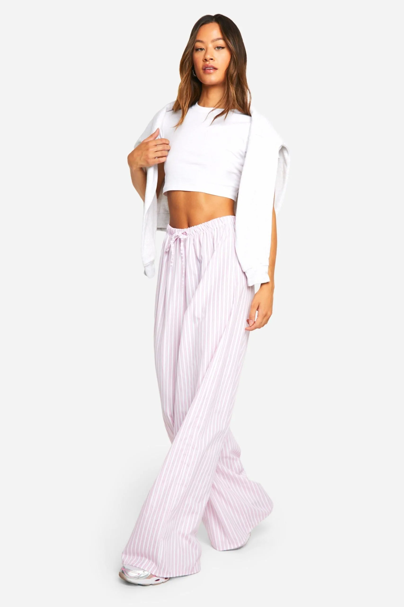 Tall Contrast Stripe Drawcord Waist Wide Leg Trouser