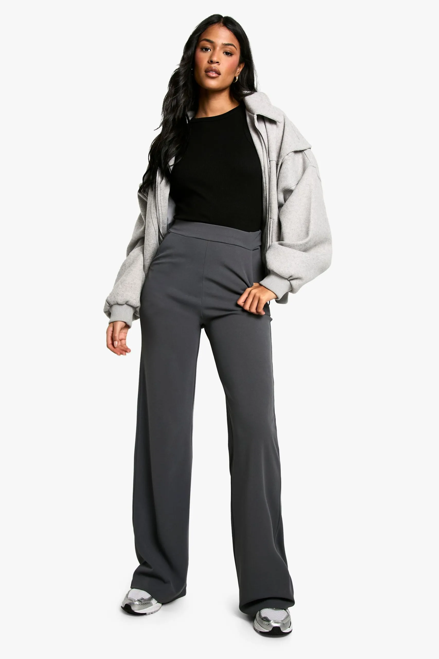 Tall High Waisted Stretch Wide Leg Trousers