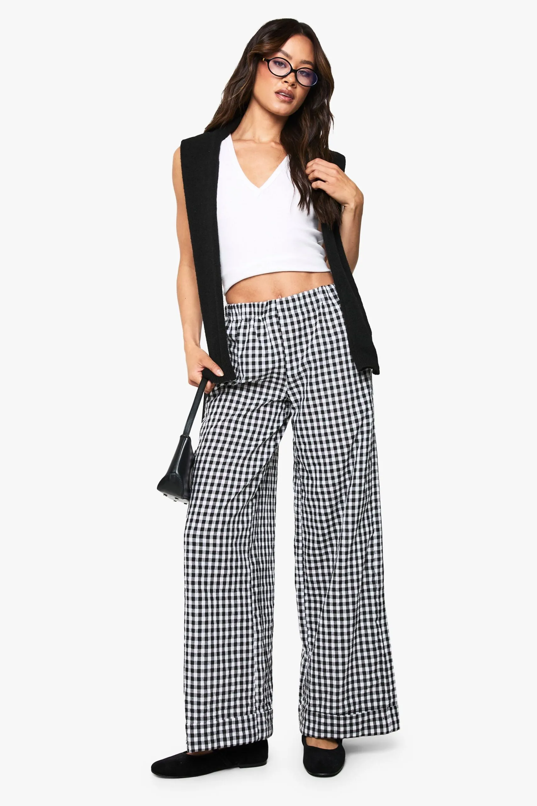 Tall Gingham Turn Up Trousers