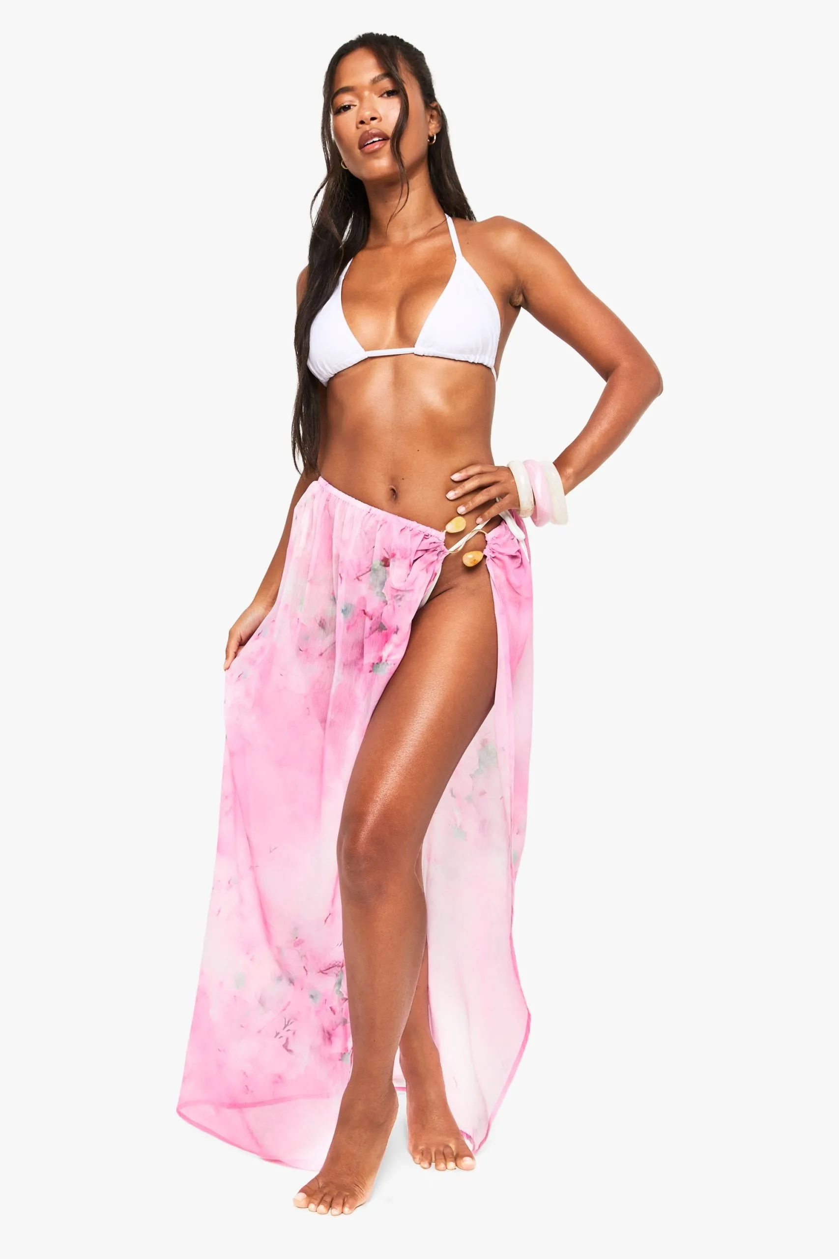 Tie Dye Beaded Beach Sarong