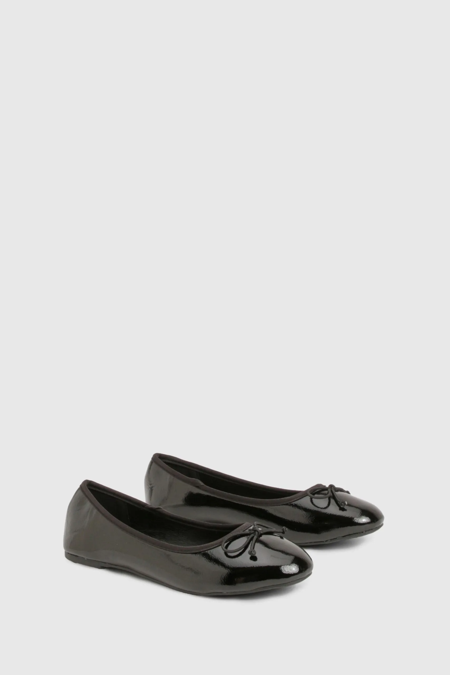 Wide Fit Crinkle Bow Ballet Pumps