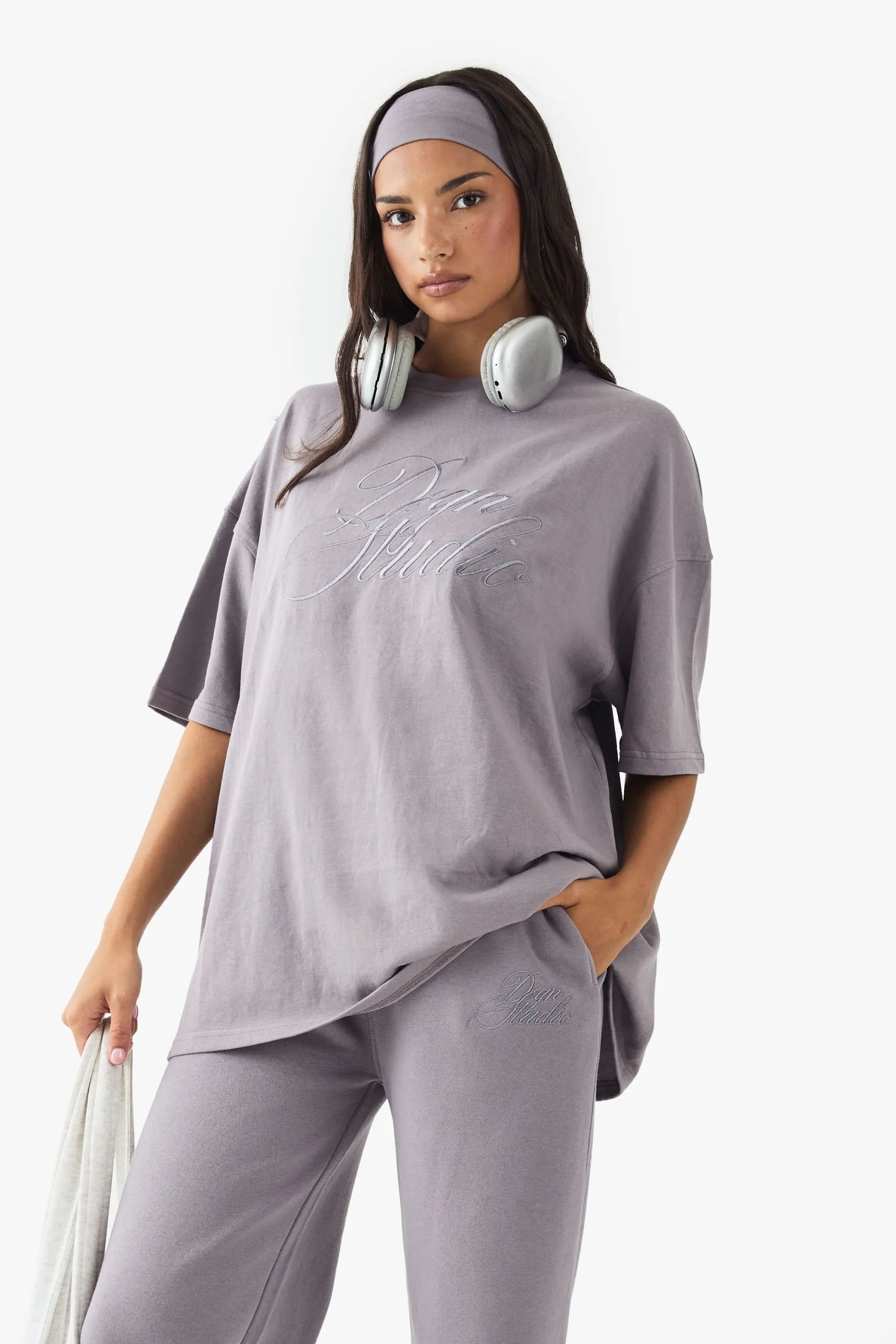 DSGN Studio Script Embroidered Oversized T-Shirt