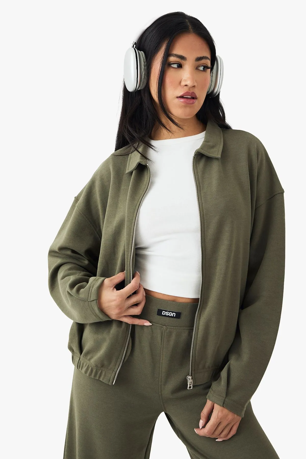 DSGN Studio Heavy Weight Interlock Collared Zip Through Sweatshirt