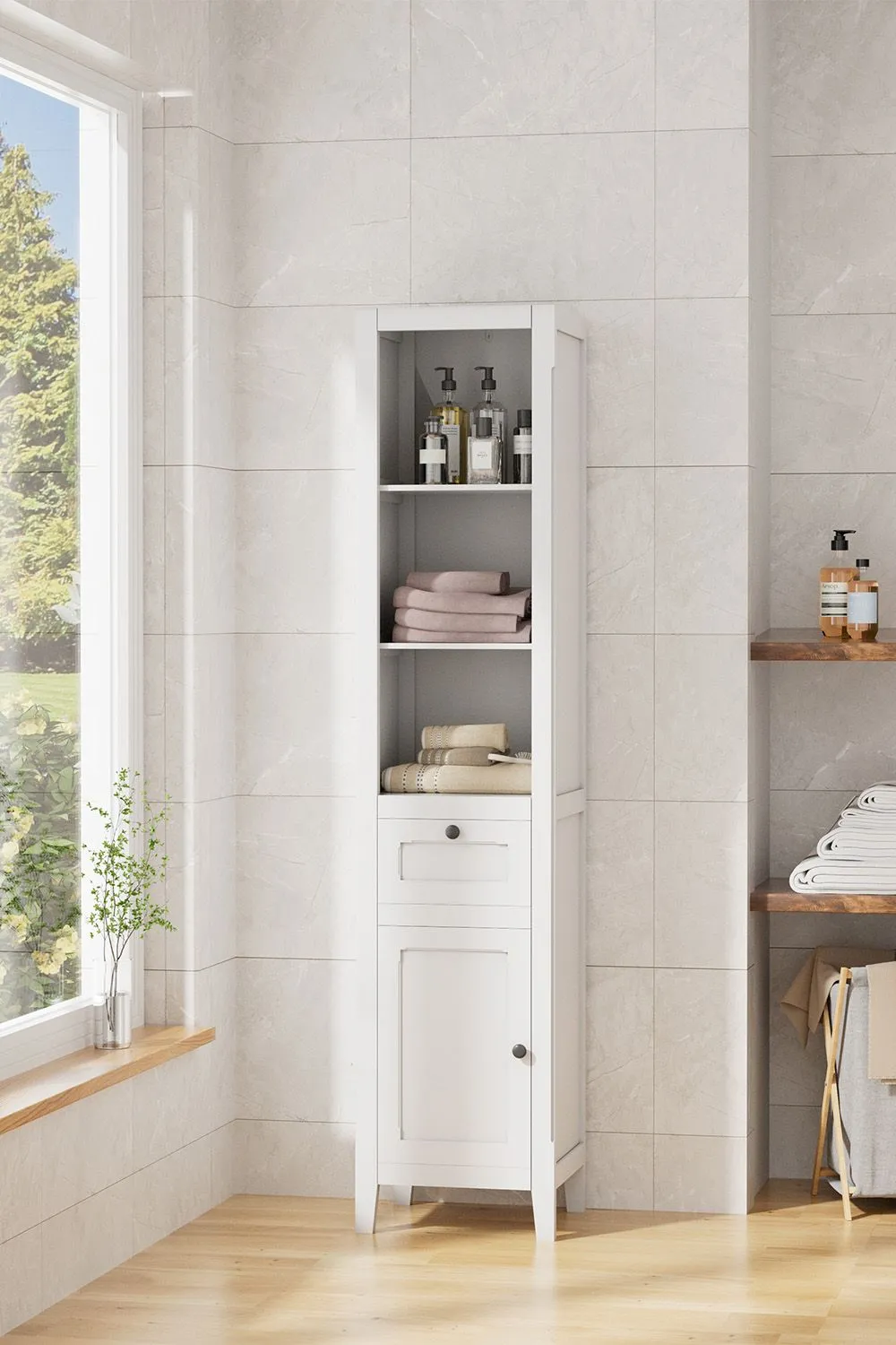 3 Tier Freestanding Tall Bathroom Storage Cabinet