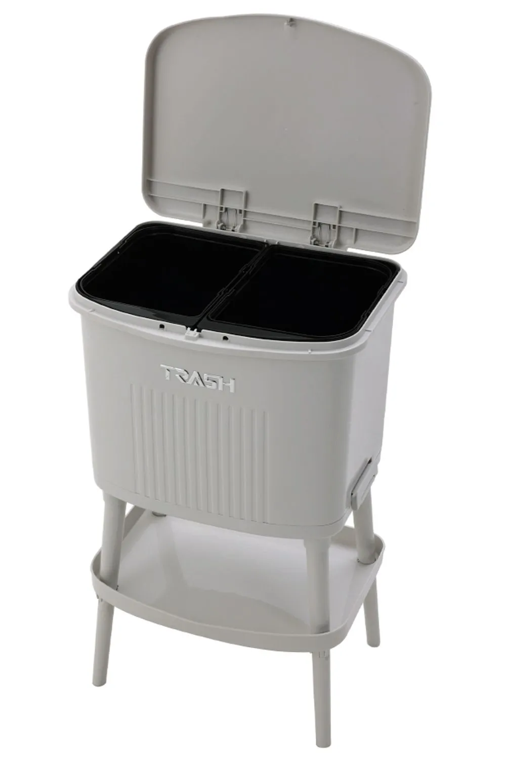 21L Recycling Dustbin Trash Bin with 2 Inner Bucket Shelf
