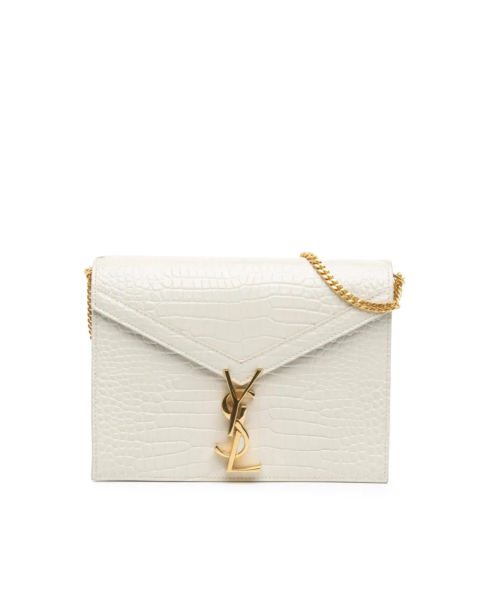 Preloved Kate Wallet On Chain CrocEmbossed Women - White Crossbody