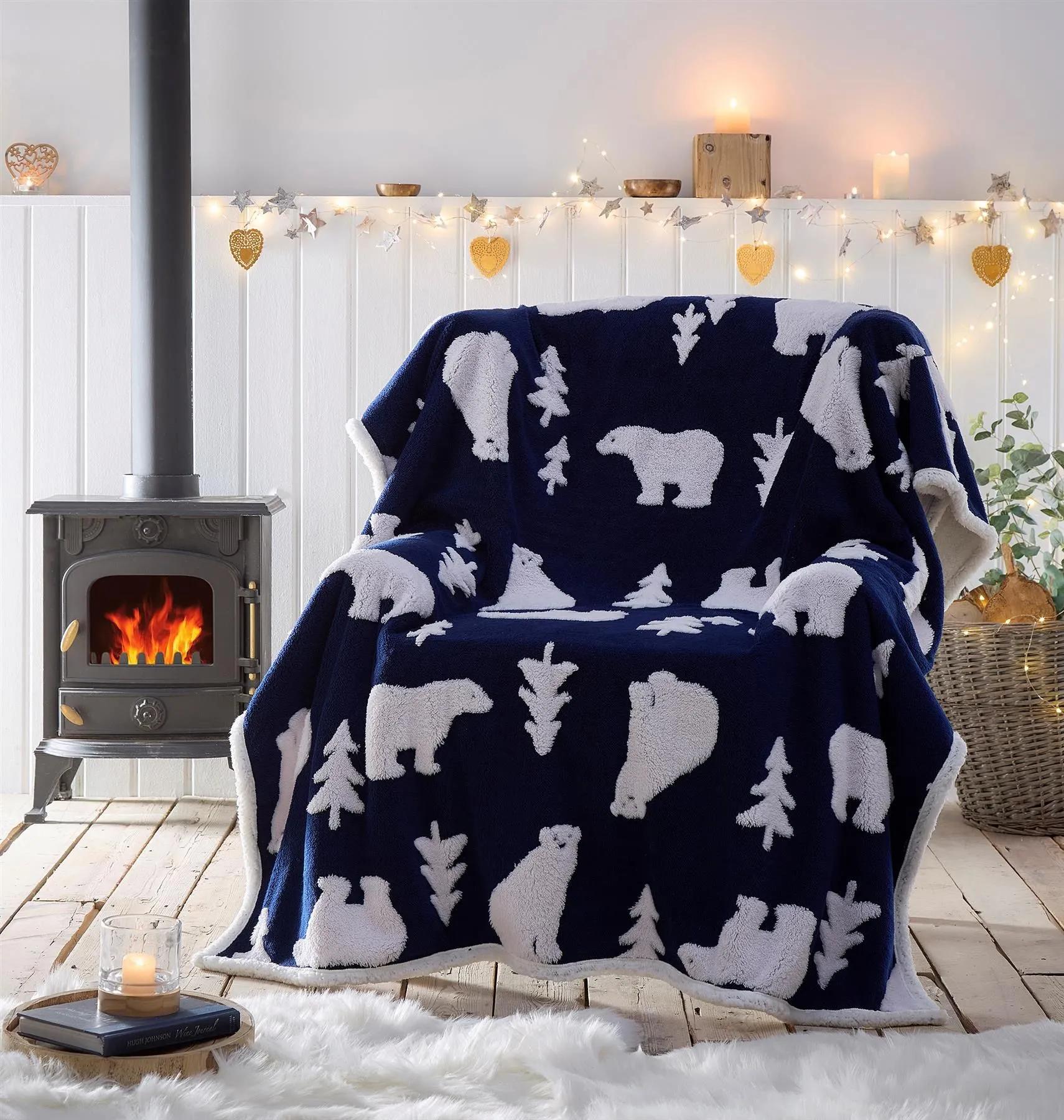 Polar Bear Sherpa Fleece Throw 130x170cm