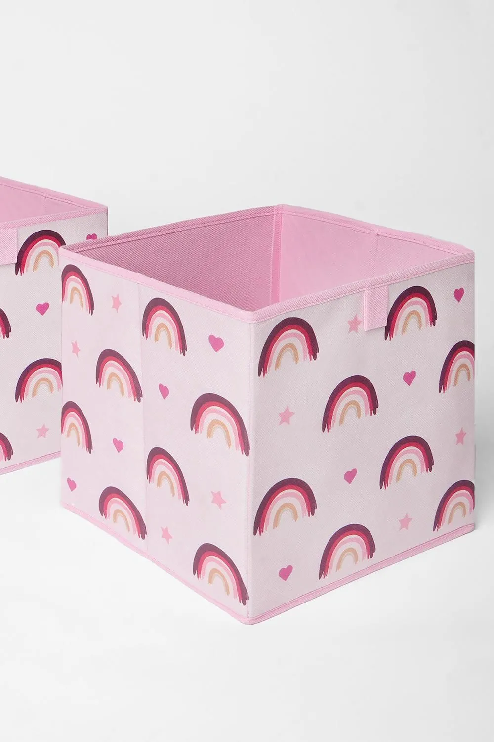 Pack of 2 Rainbow Print Cube Storage Boxes