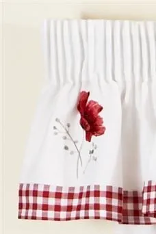 Poppies Embroidered Kitchen Curtains