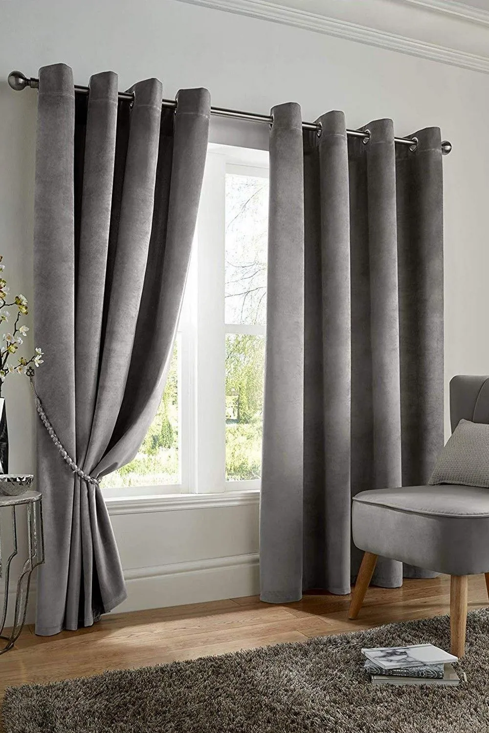 Velvet Blackout Eyelet Curtains