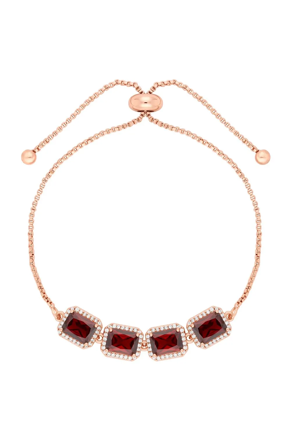 Rose Gold Plated And Cubic Zirconia Garnet Stone Toggle Bracelet