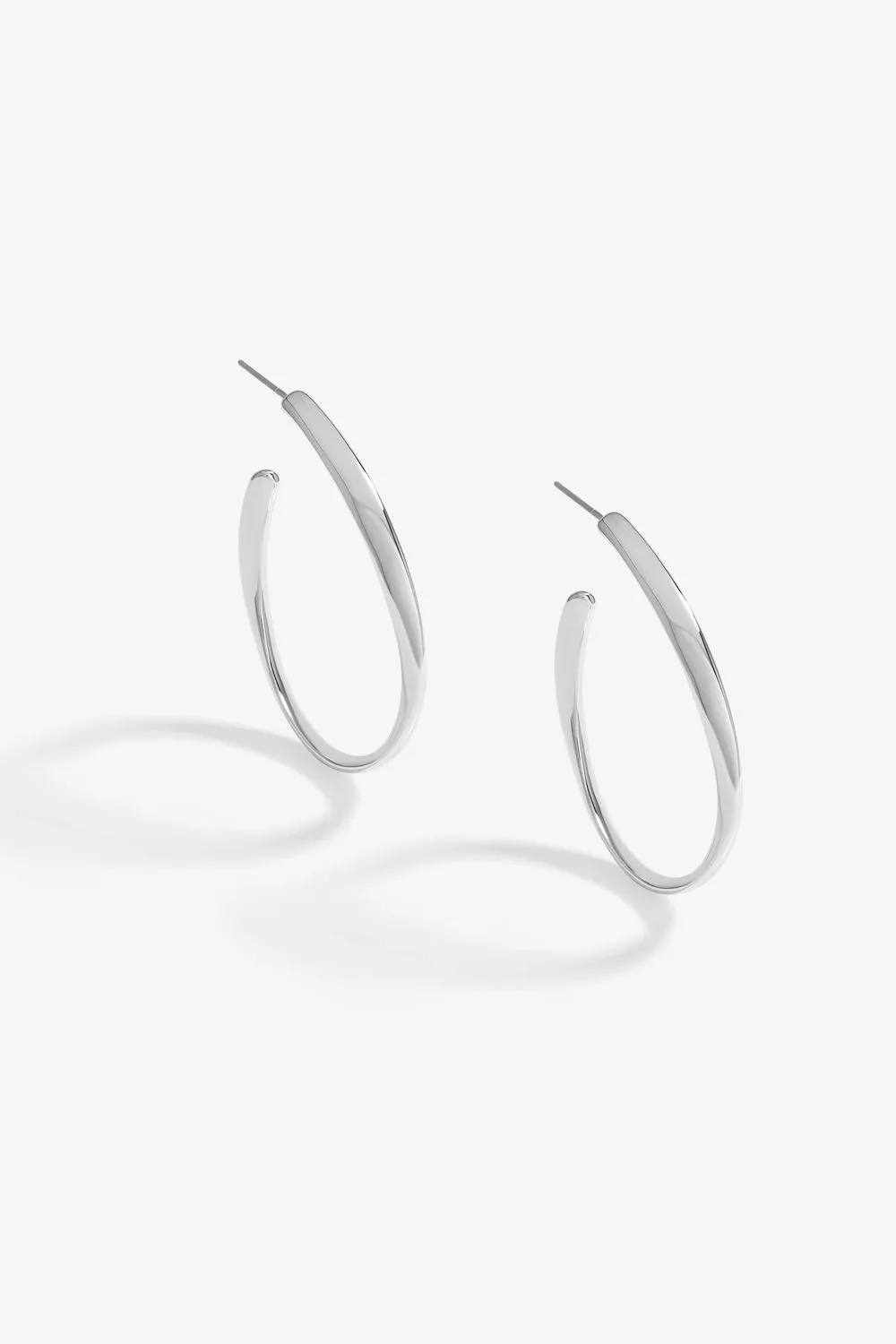 Silver Plated Polished Twist Hoop Earrings