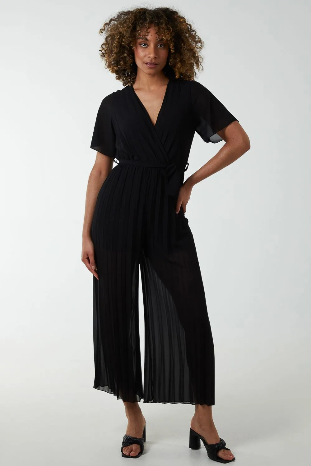 Pleated Wrapover Jumpsuit