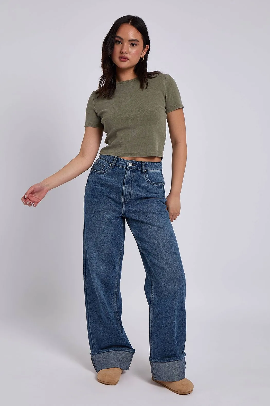 Wide Leg Turn Up Jean