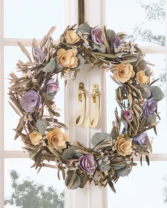 Traditional Floral Summer Door Wreath Spring Wreath 46cm