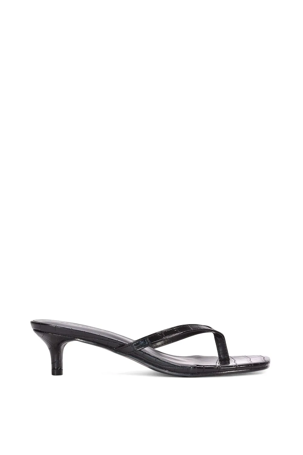 'Jane' Toe Post Low Kitten Heel Mule Sandal Shoes