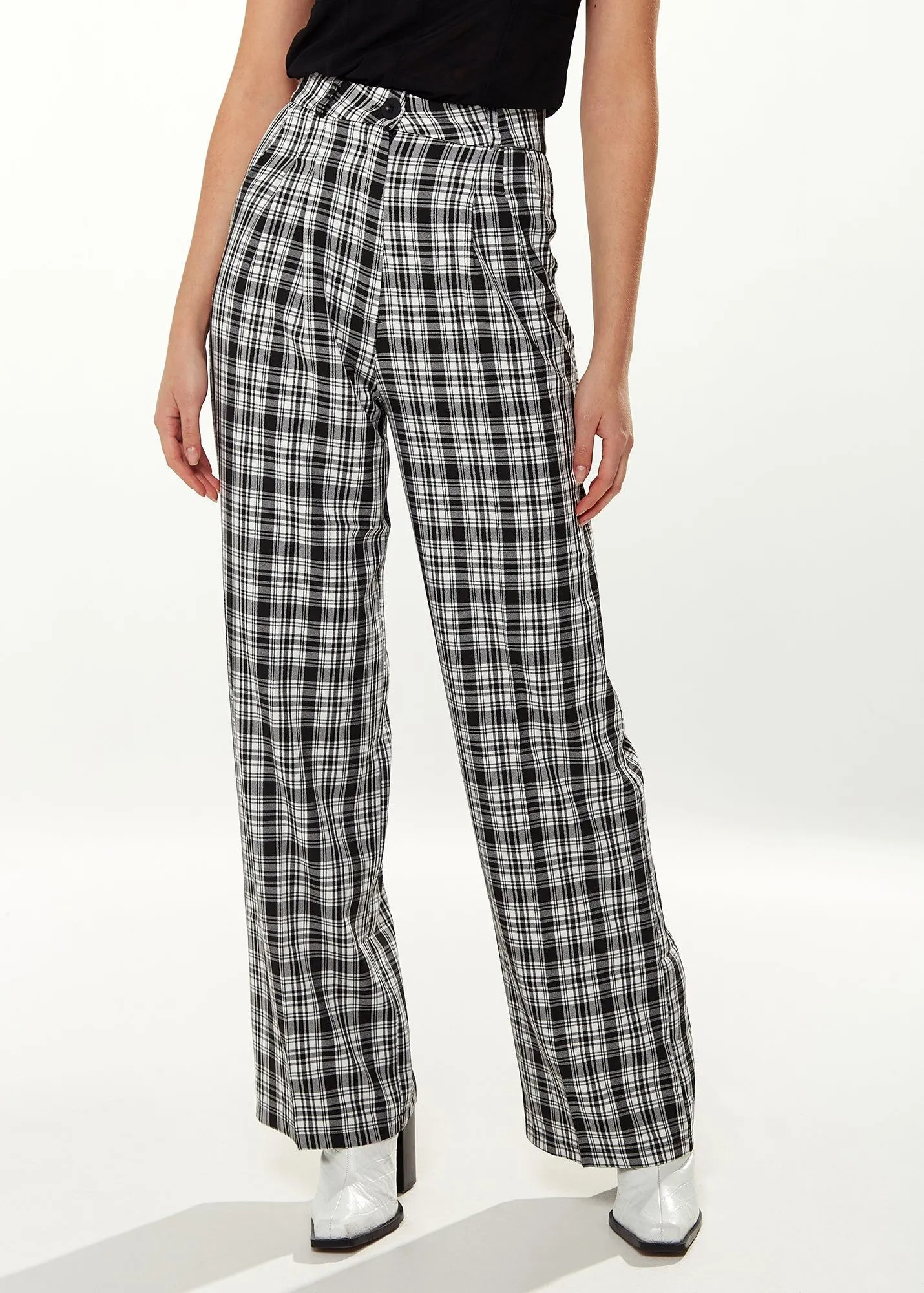 Checked Trousers in Black & White