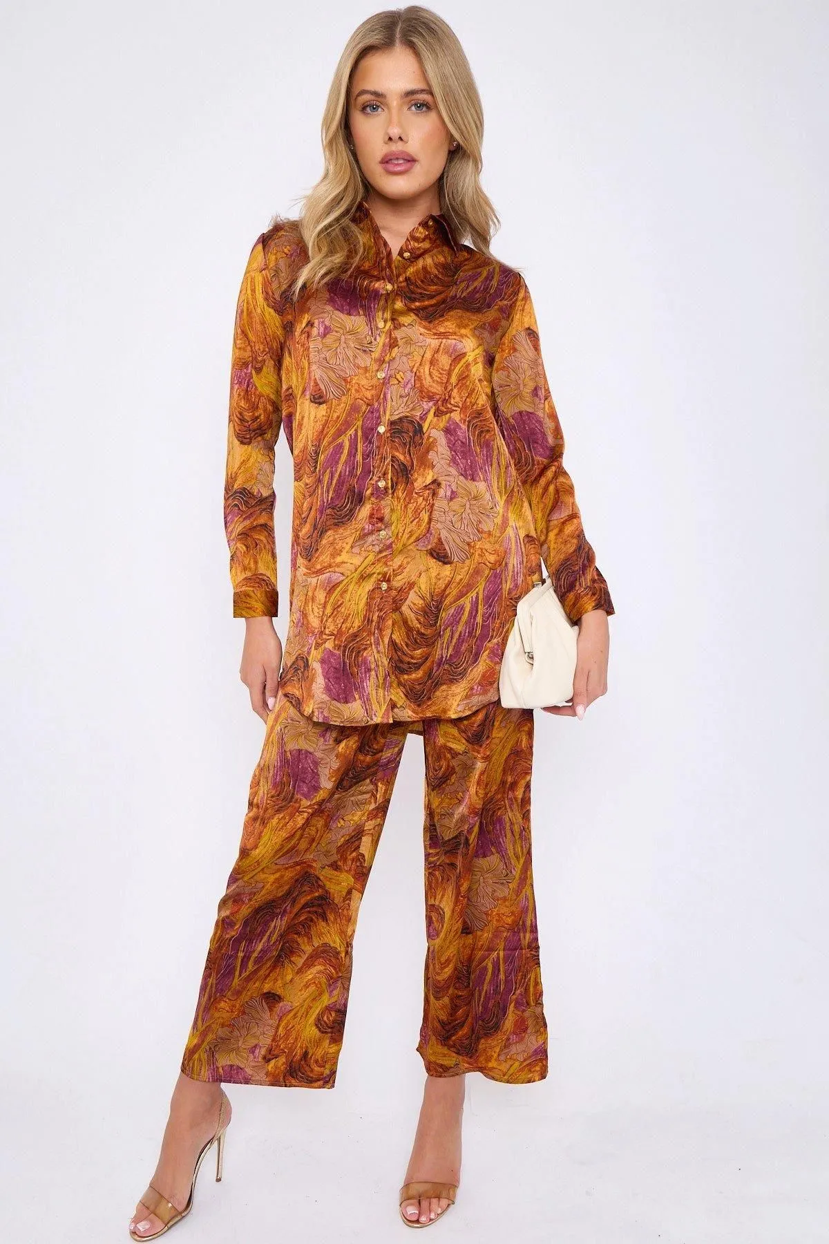 Luxury Abstrat Print Co-ord Shirt and Trousers Set