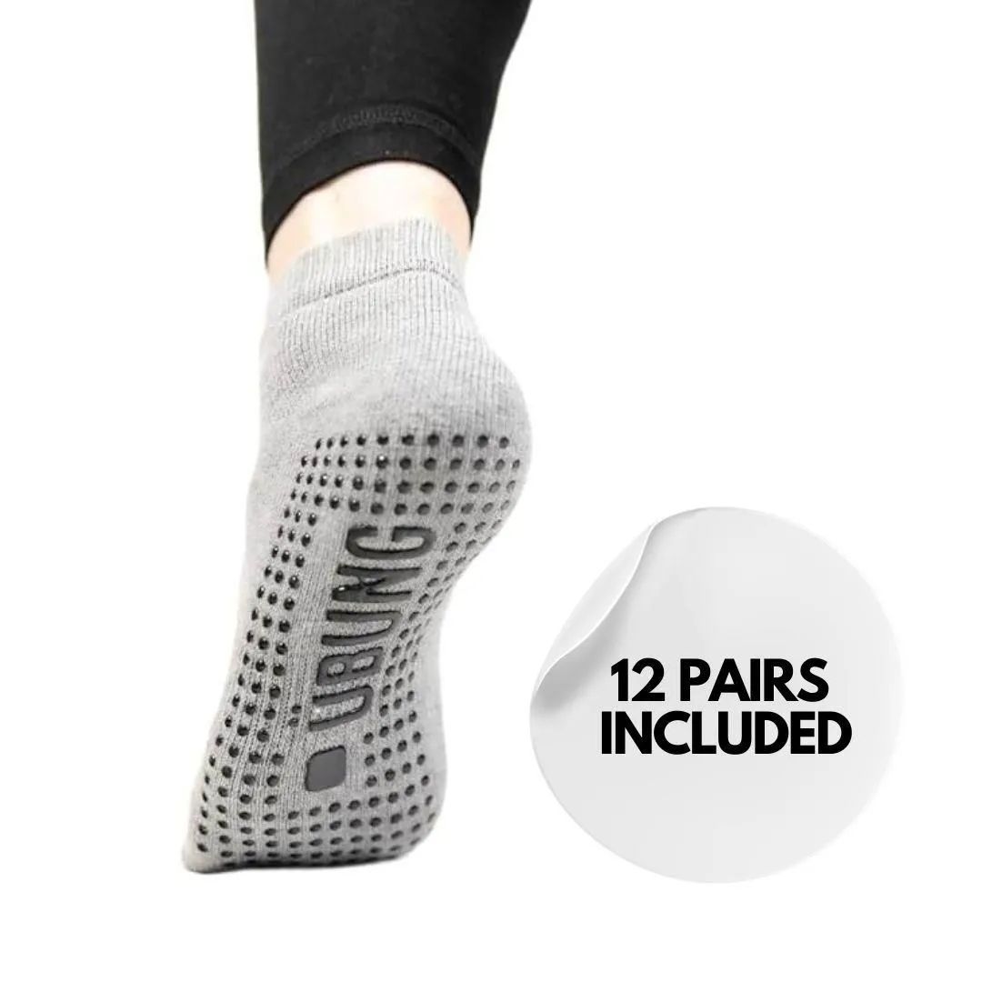 Ubung Yoga Grey Women's PSYSK701 Pack of 12 Size 4.5-9 UK Size