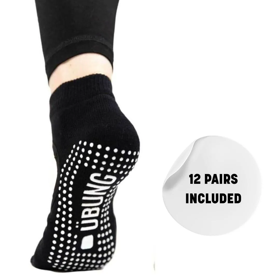 Ubung Yoga Socks Black Women's PSYSK701 Pack of 12 Size 4.5-9 UK Size