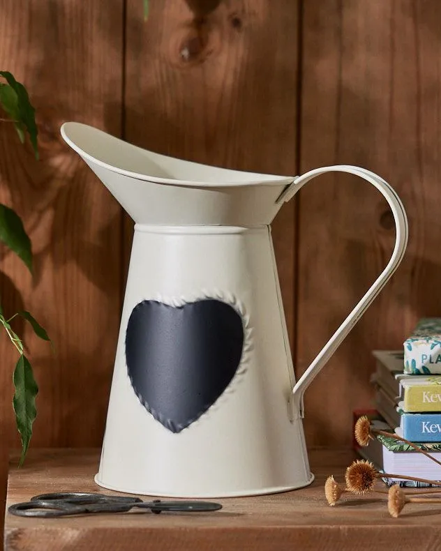 Country Cream Jug Flower Vase with Chalkboard