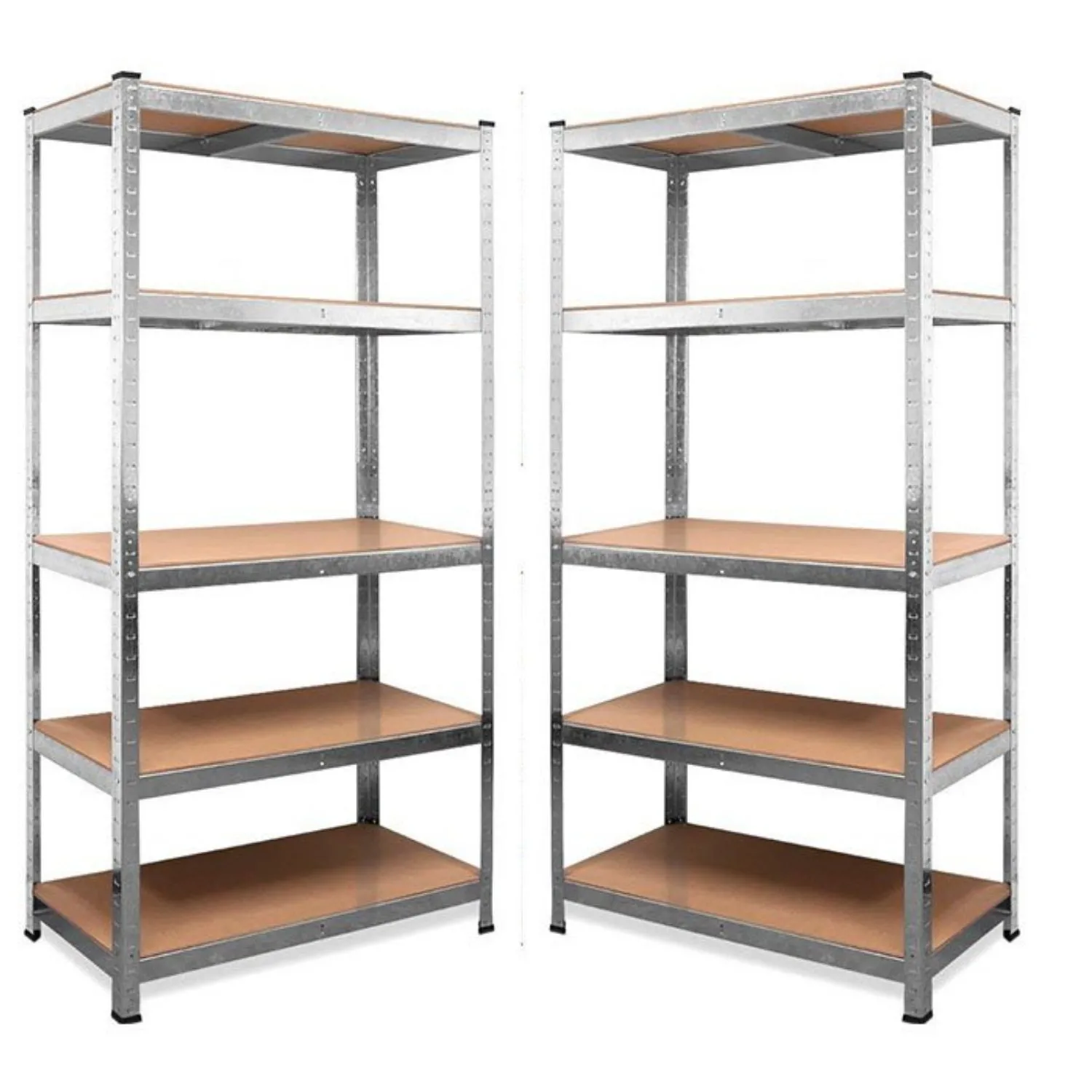 Set of 2 Garage Shelving 90cm Wide & 180cm High Heavy Duty 5 Tier Multipurpose Metal Racking Unit / Warehouse Shelving Storage