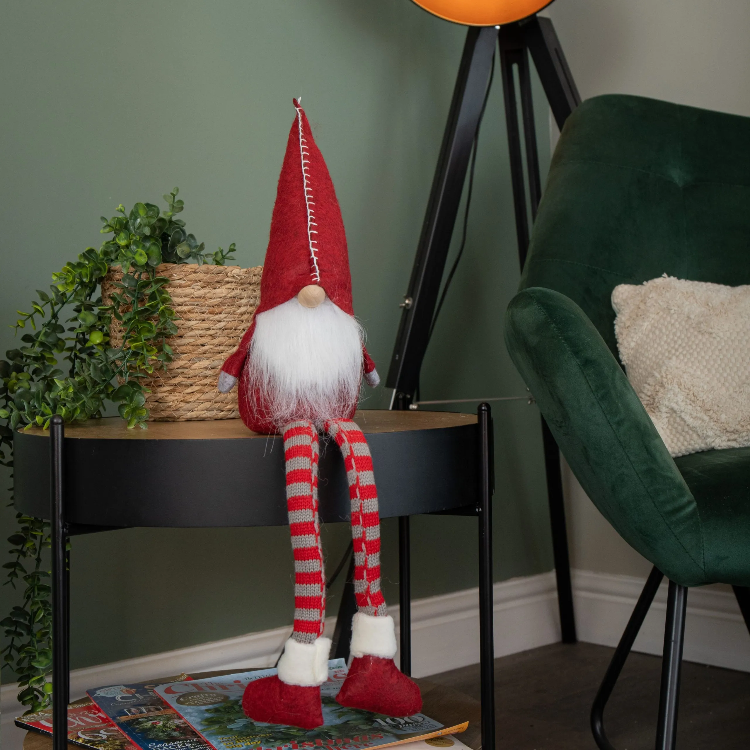 58cm Sitting Plush Christmas Santa Gonk with Dangly Legs in Red