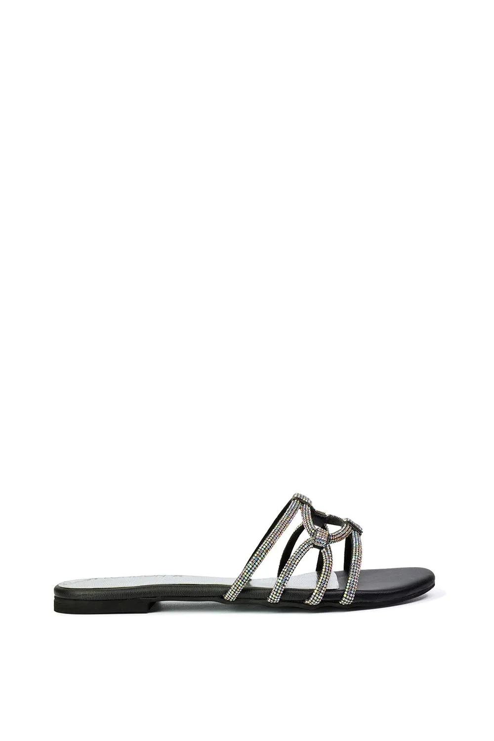 'Tiger' Flat Diamante Sandal Statement Sparkly Sliders