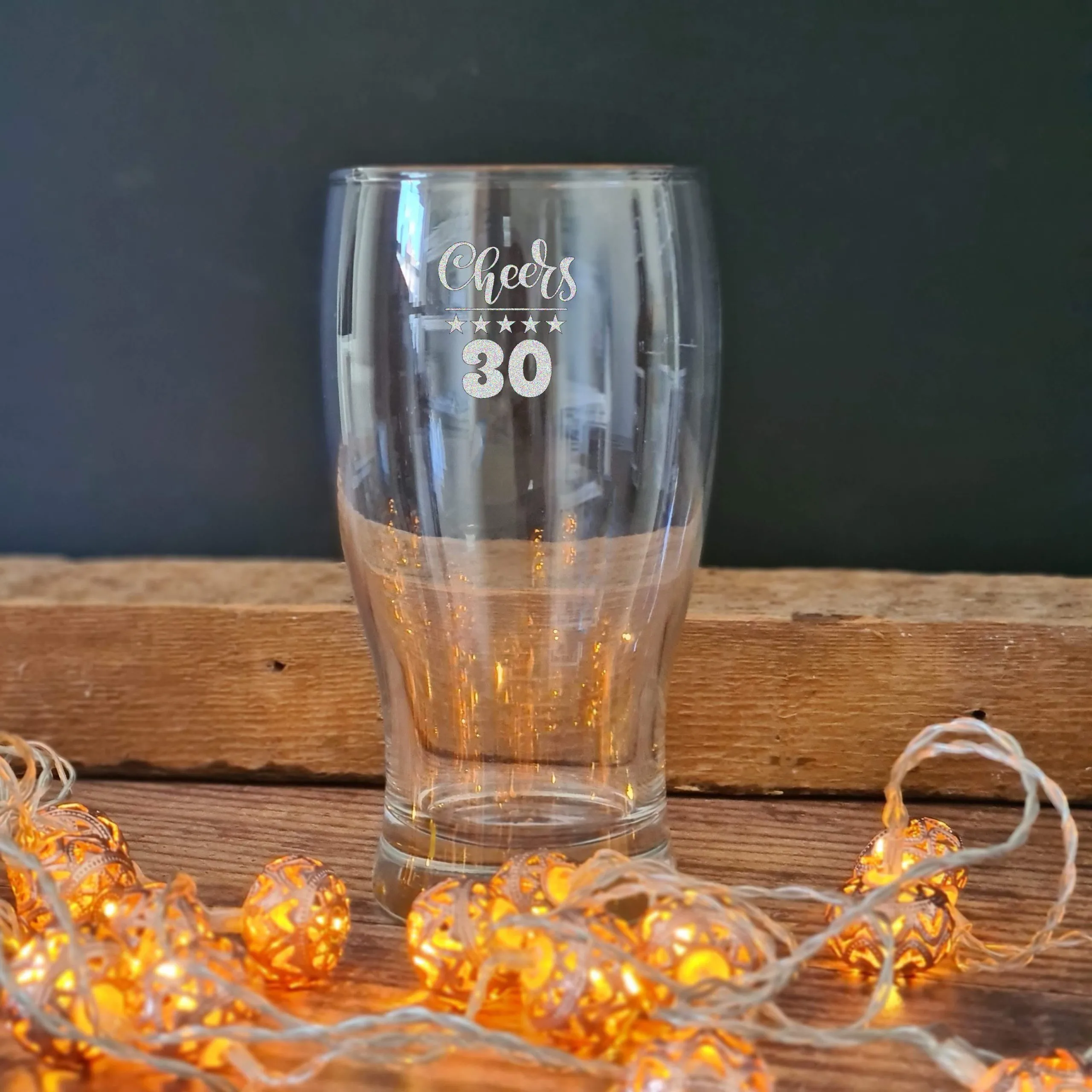 30th birthday gift engraved pint glass