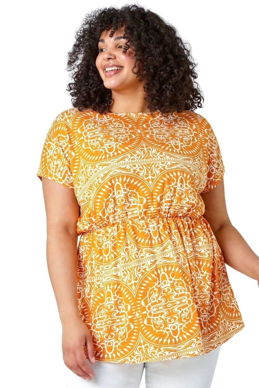 Curve Aztec Print Stretch Top