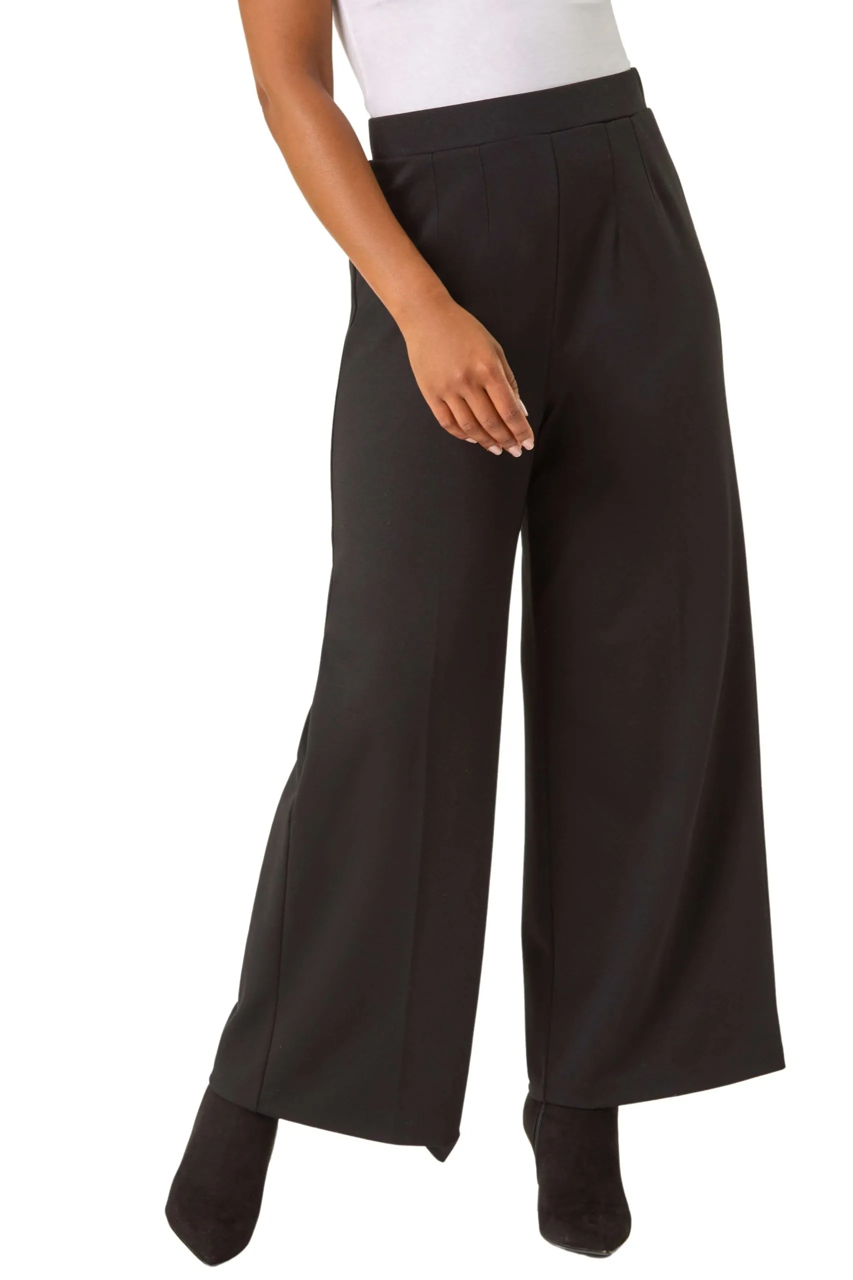 Petite Wide Leg Ponte Stretch Trouser