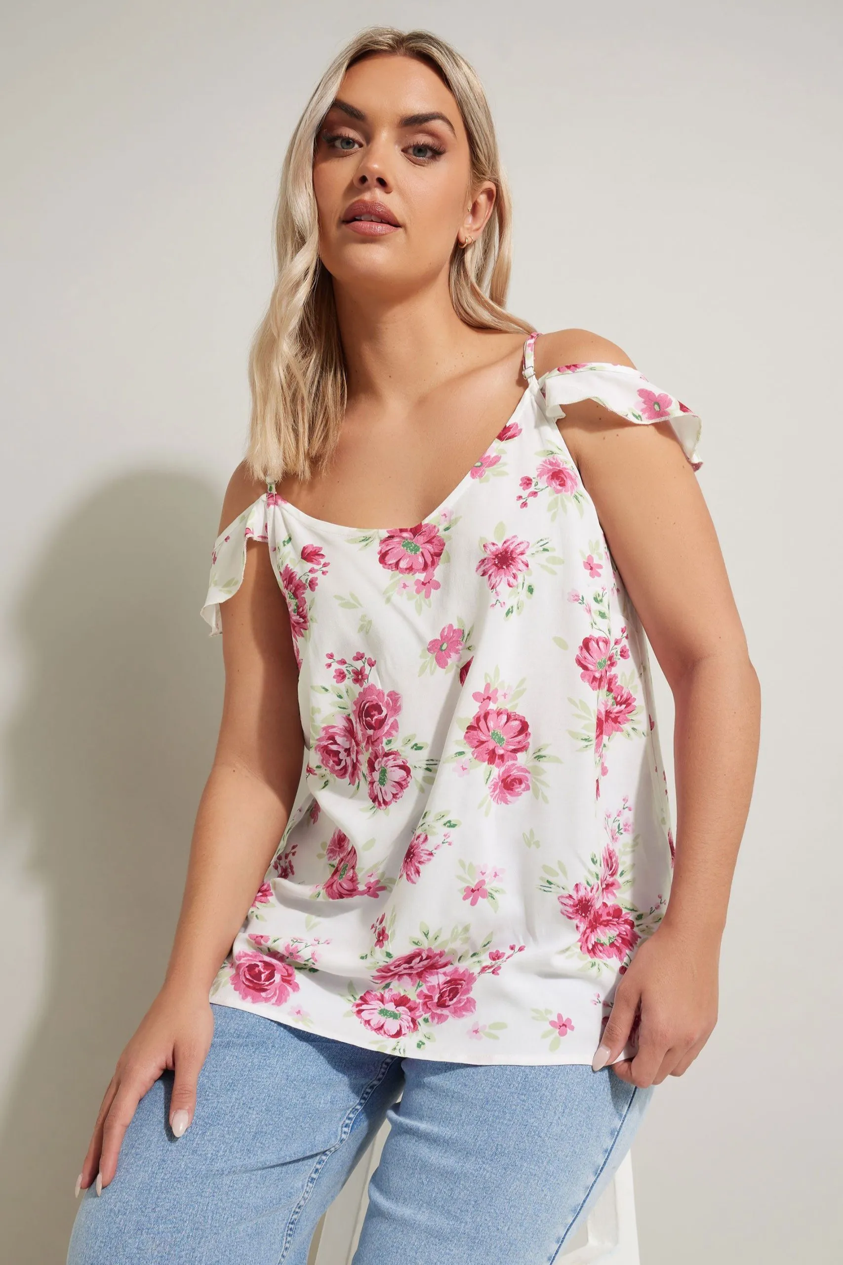 Floral Print Frill Sleeve Top